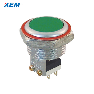 한국전재 KEM 푸쉬 버튼 스위치 매입형 22파이 녹색 KPU-S22-2G AC 250V 5A 2a2b