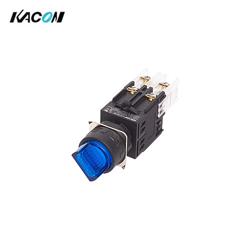 카콘 전구 조광형 원형 셀렉터 스위치 2단 25파이 청색 자동복귀 K25-44B-S2R AC220V