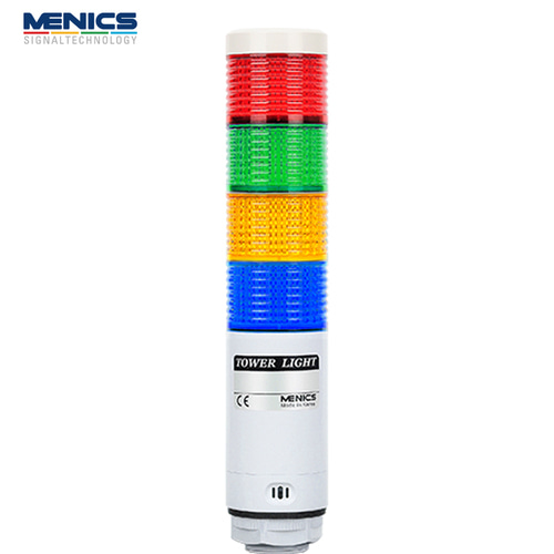 메닉스 Ø45mm LED 타워등 점등 점멸 4단 AC 90-240V PL4G-4FF-RYGB