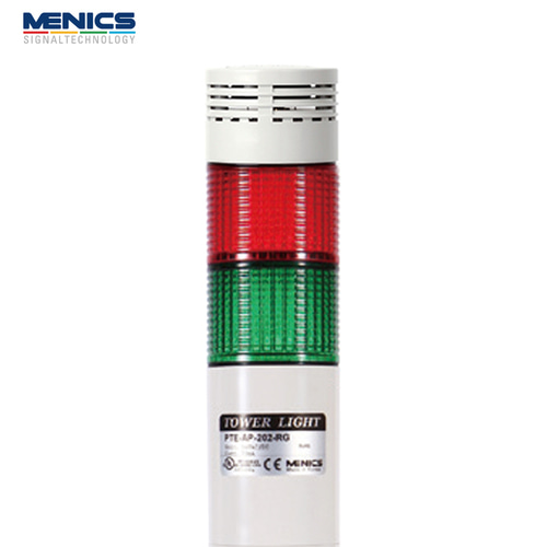 메닉스 56파이 LED 타워등 점등 부저 2단 AC 90-240V PTE-AMB-2FF-RG