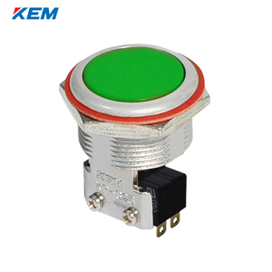 한국전재 KEM 푸쉬 버튼 스위치 매입형 25파이 녹색 KPU-S25-2G AC 250V 5A 2a2b